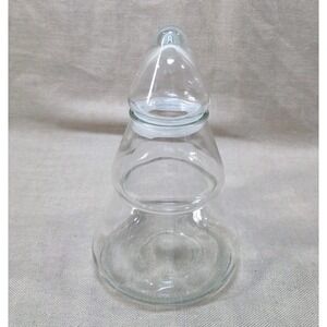 Vintage Anchor Hocking Christmas Tree Shape Clear Glass Canister USA 9.5" Tall